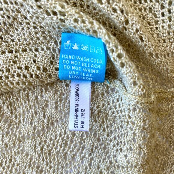 Tori Richard Metallic Gold Linen Blend Open Knit Tunic Sweater Small NWT - Picture 8 of 8